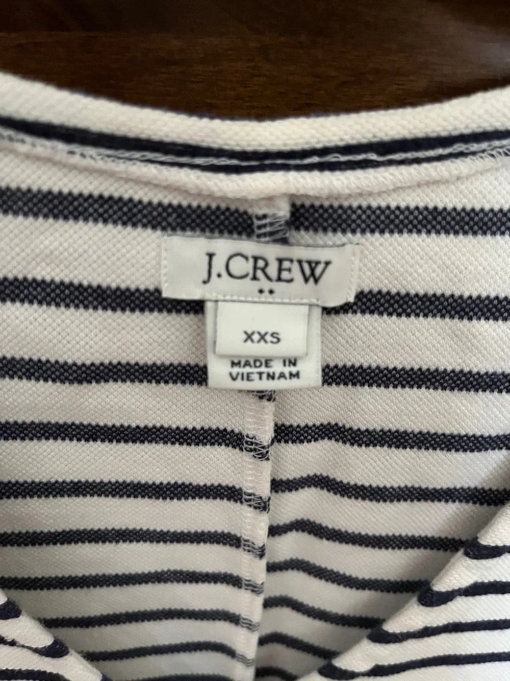 J. Crew Navy and White Striped V‑Neck Tee Dress